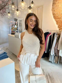 Discount Alison Crochet Top Beige Tops & Blousjes