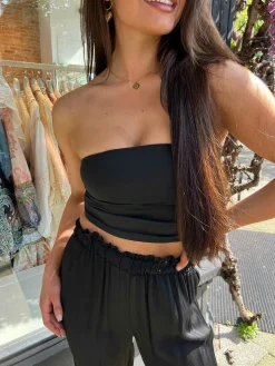 Shop Aya Bandeau Top Black Tops & Blousjes