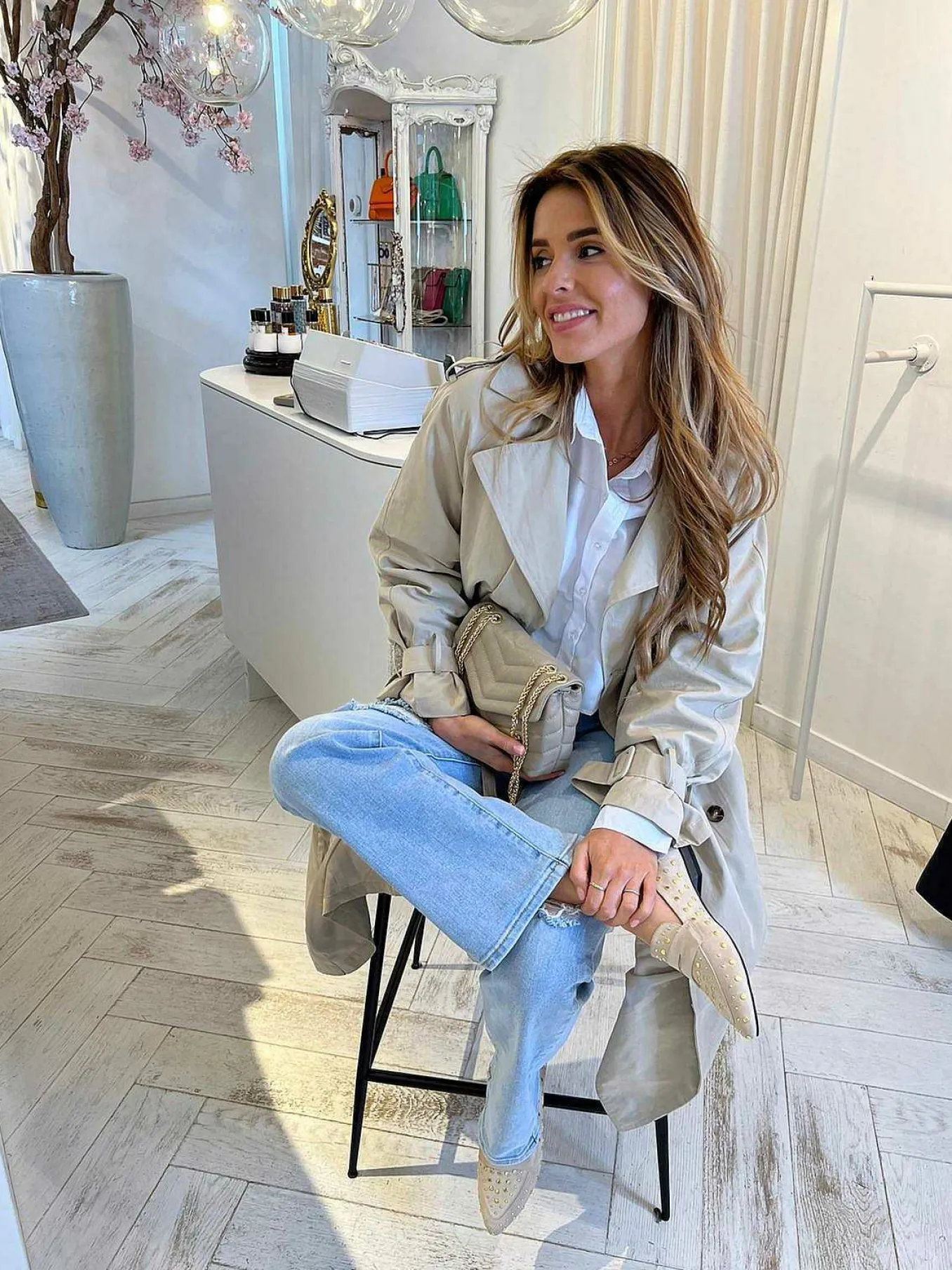 Cheap Babouche Loafers All Over Studs Beige Loafers