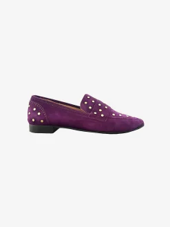 Cheap Babouche Loafers Studs Dark Purple Loafers