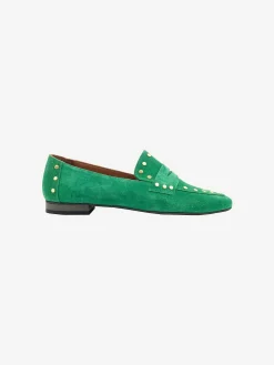 Cheap Babouche Loafers Studs Green Loafers