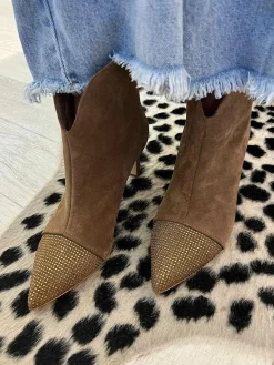 Clearance Babouche Yasmin Strass Ankle Boots Choco Hakken