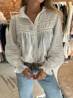 Sale Beau Broderie Blouse White Tops & Blousjes