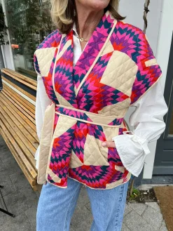 Online Beky Aztec Gilet Beige Gilets