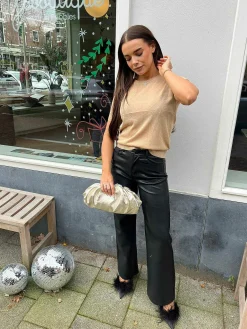 Fashion Belle Shimer Tee Camel Tops & Blousjes