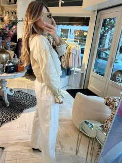 Outlet Bow Cropped Blouse Beige Tops & Blousjes