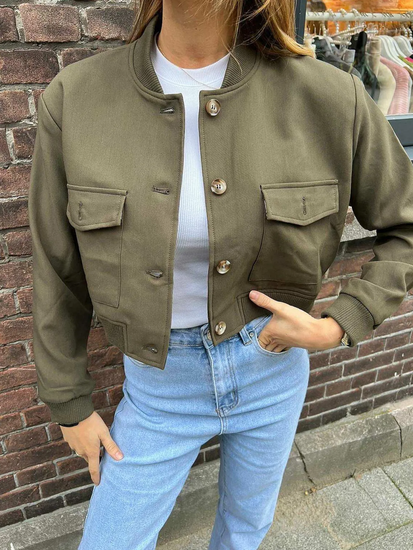 Clearance Brooke Cropped Jacket Army Jassen