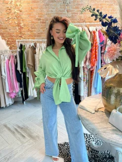 Discount Charlie Cropped Blouse Pistache Tops & Blousjes