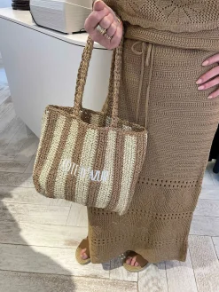 Best Cote D'Azur Beach Bag Beige & Camel Tassen