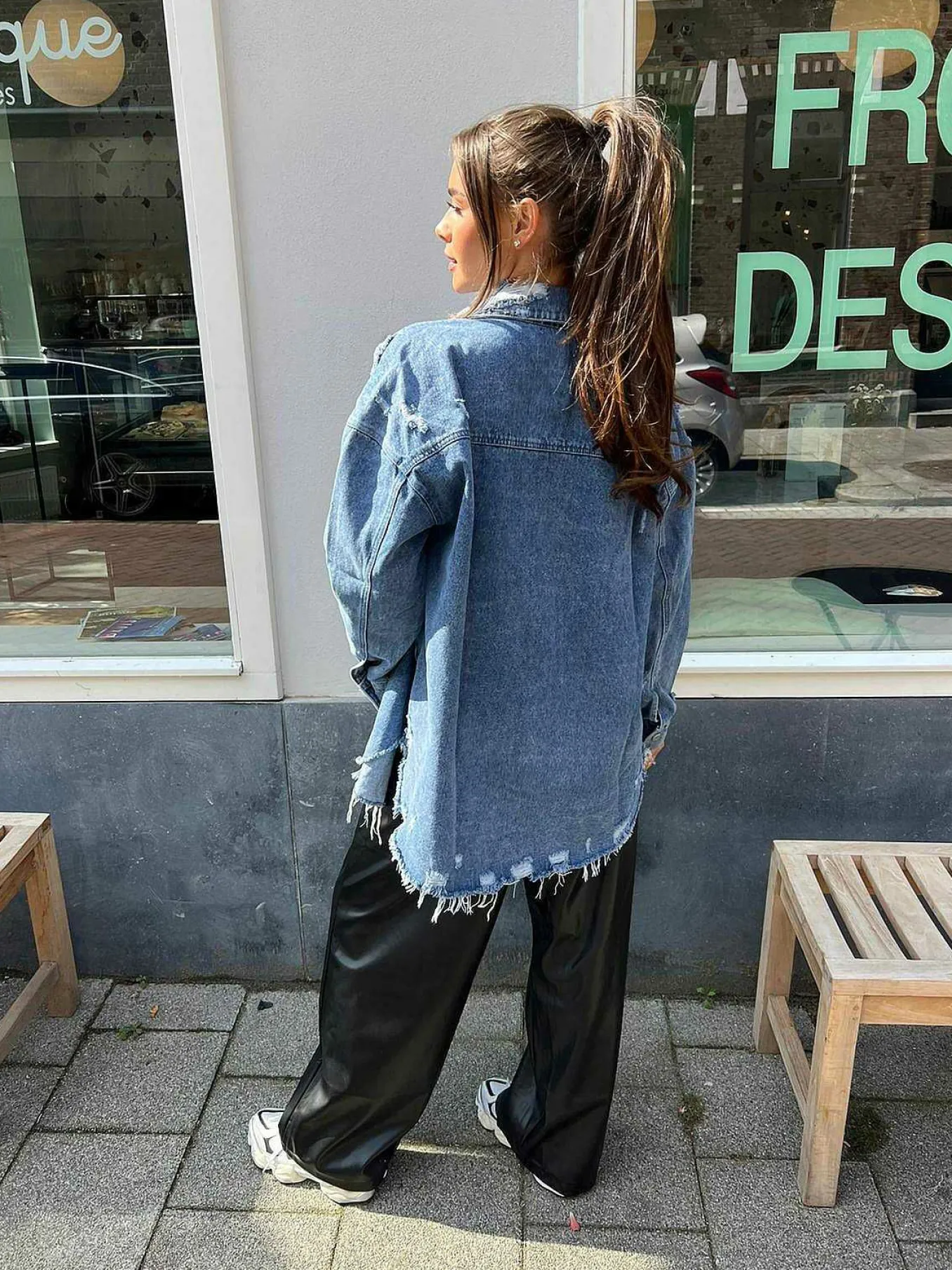 Cheap Destroyed Denim Blouse Blue Jassen