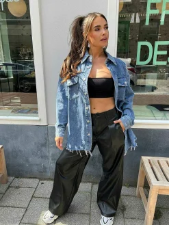 Cheap Destroyed Denim Blouse Blue Jassen