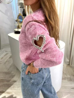New Diamond Heart Sweater Pink Truien
