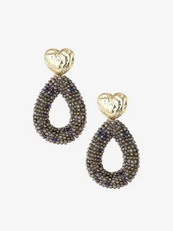 Online Earrings Beads Oval Dark Grey Oorbellen