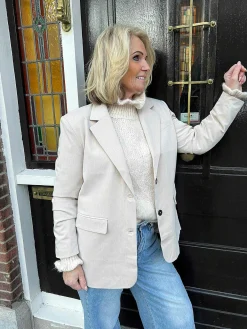 Hot Eline Oversized Blazer Light Beige Blazers