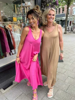 Hot Ella Maxi Dress Camel Jurken