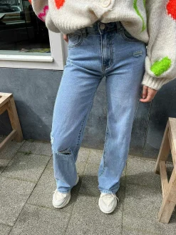 Best Elly Straight Fit Ribbed Knee Jeans Broeken