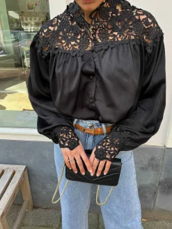 Online Emily Lace Blouse Black Tops & Blousjes