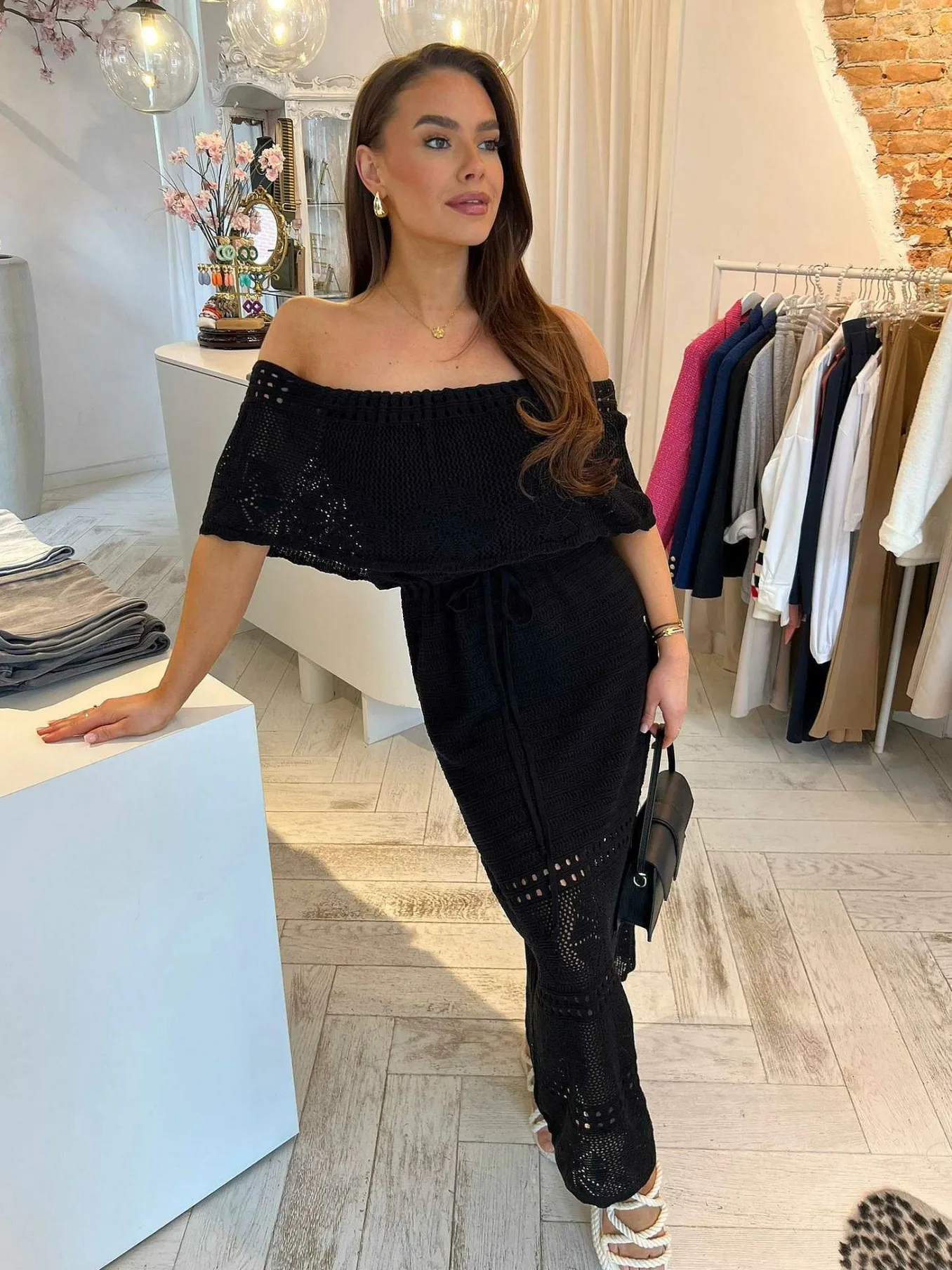 Online Estella Off Shoulder Maxi Dress Black Jurken