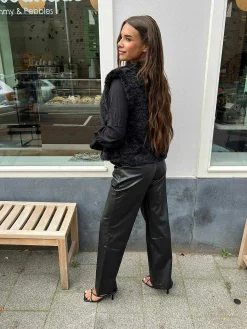 Online Evi Faux Fur Gilet Black Gilets