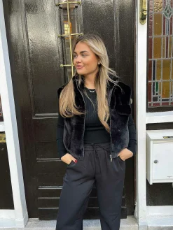 New Faux Fur Gilet Black Gilets