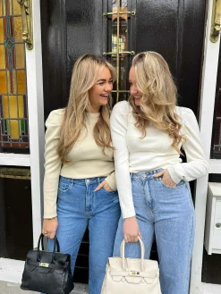 New Fem Puff Long Sleeve Taupe Truien