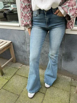 Cheap Flared Jeans Medium Blue Broeken