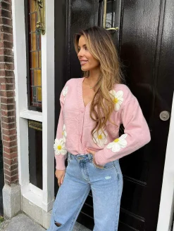 Cheap Flower Vest Pink Vesten