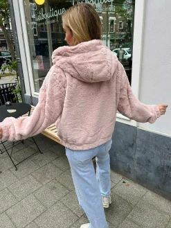 Online Fluffy Bomber Coat Soft Pink Jassen