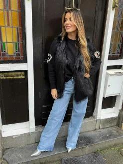 Cheap Furry Gilet Black Gilets