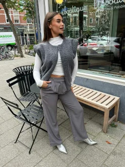 Discount Gigi Golden Button Pantalon Grey Broeken