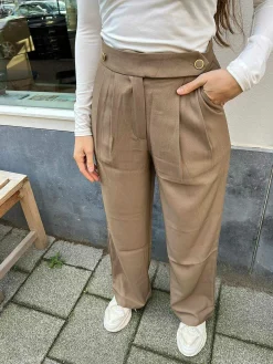 Outlet Gigi Golden Button Pantalon Choco Broeken