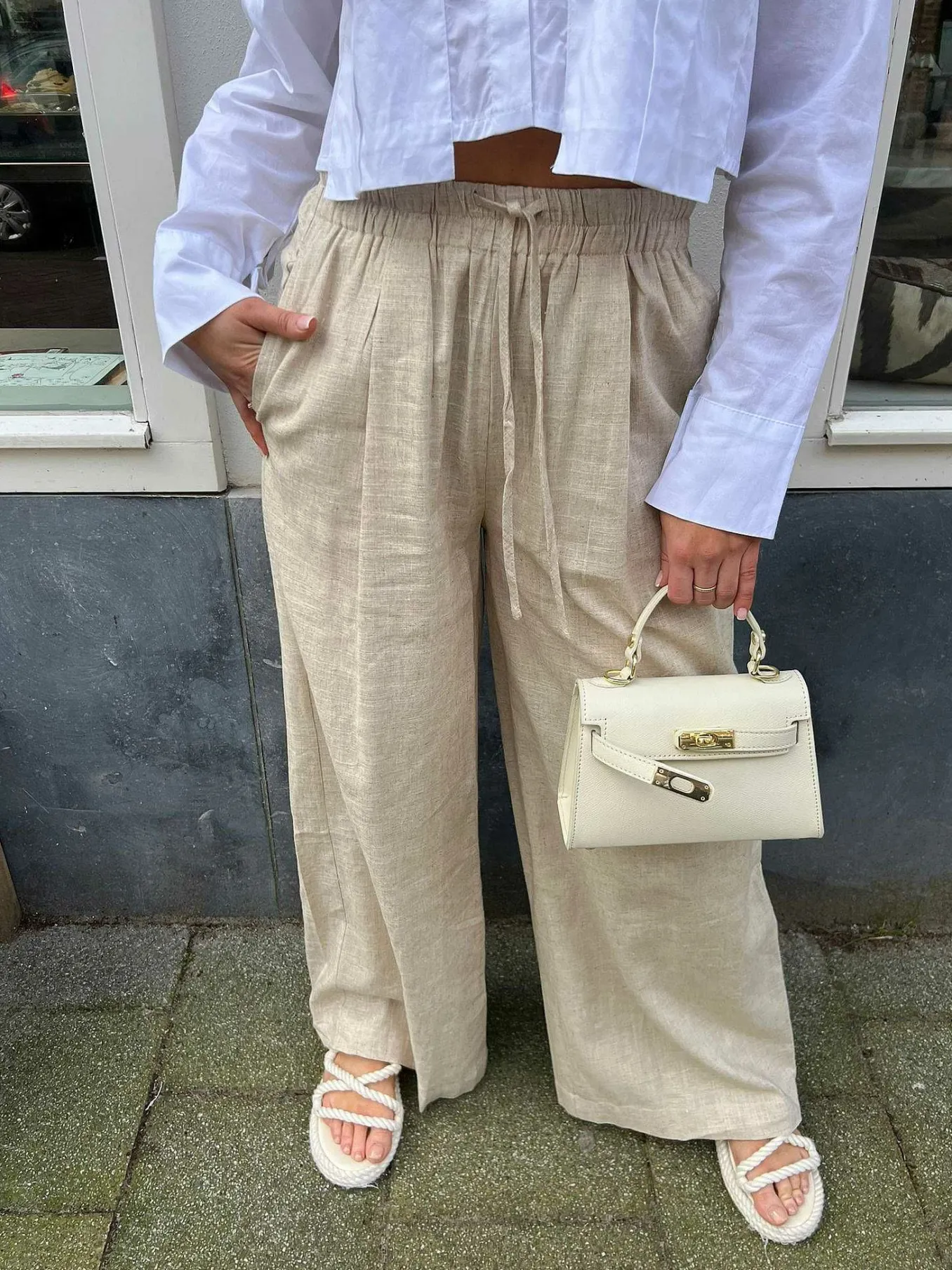Outlet Hailey Linen Pants Beige Broeken