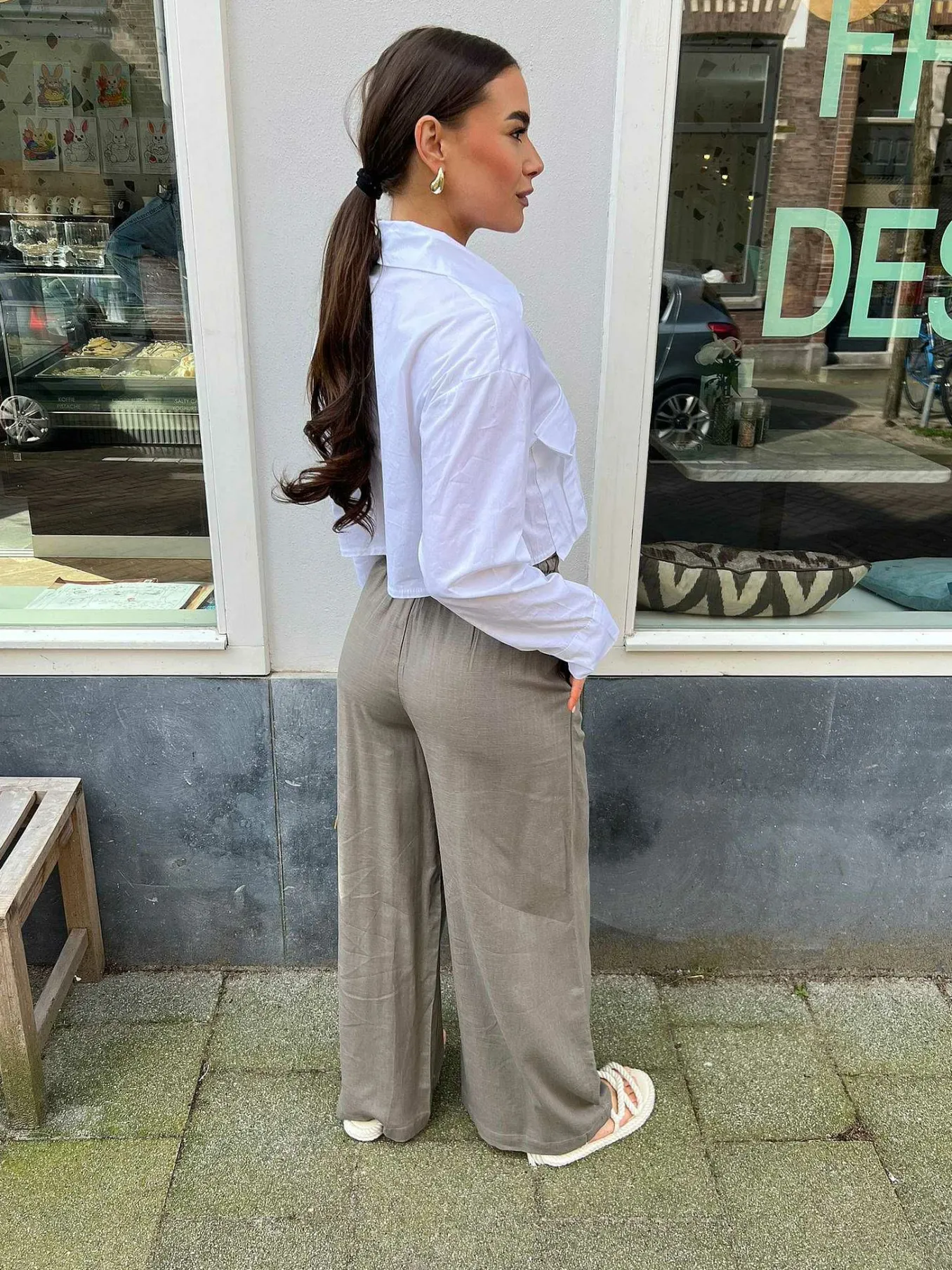 Store Hailey Linen Pants Taupe Broeken
