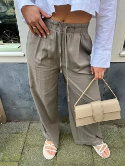 Store Hailey Linen Pants Taupe Broeken