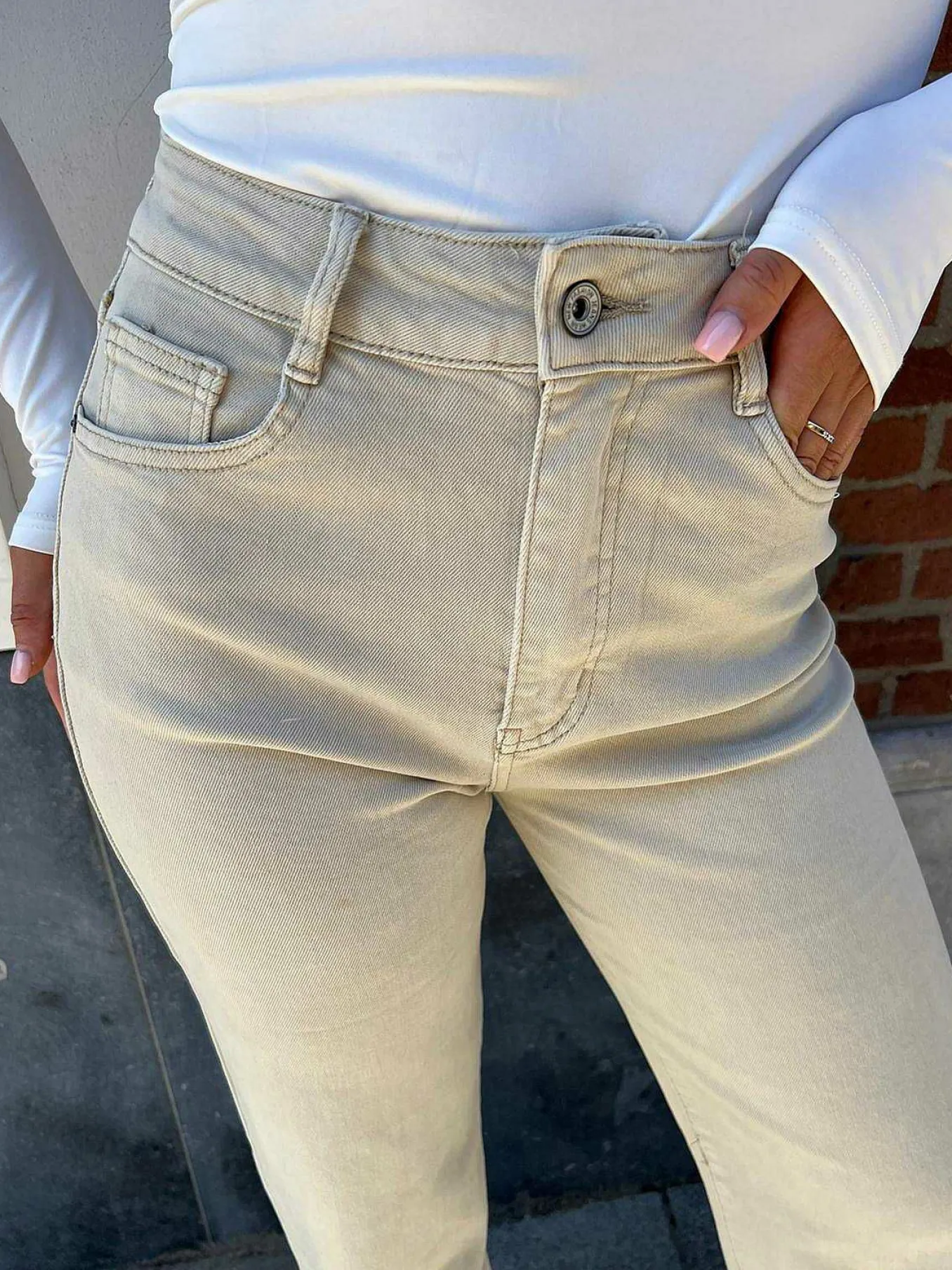 Online Harper Wide Fit Jeans Beige Broeken