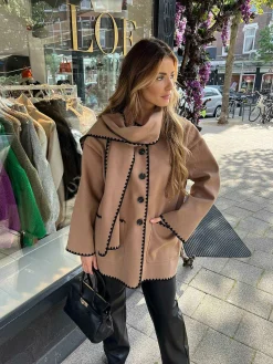 Store Inspired Scarf Coat Camel Jassen