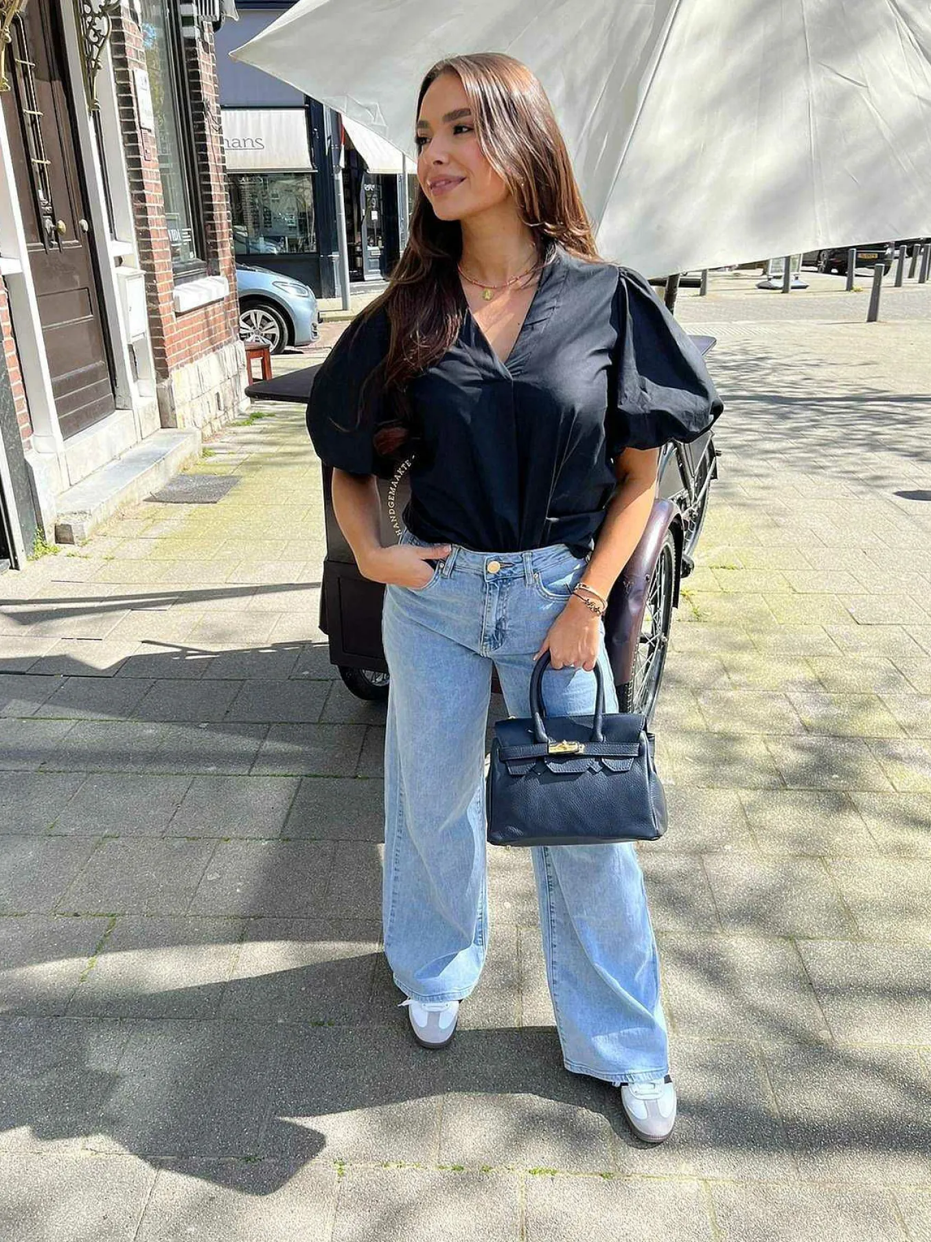 Hot Iva Wide Leg Jeans Denim Blue Broeken