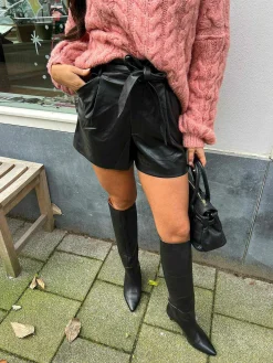 Fashion Ivy Leatherlook Short Black Shorts