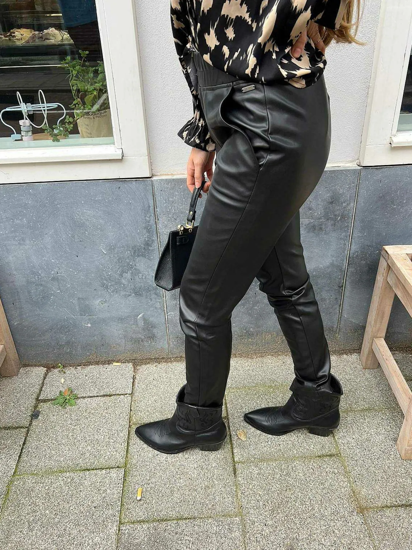 Cheap Jacky Leatherlook Jogger Black Broeken