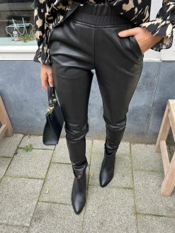 Cheap Jacky Leatherlook Jogger Black Broeken