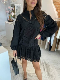 Best Jade Broderie Dress Black Jurken