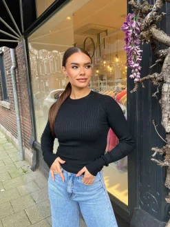 Store Jana Ribbed Top Black Tops & Blousjes