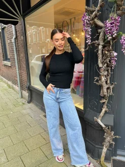 Store Jana Ribbed Top Black Tops & Blousjes