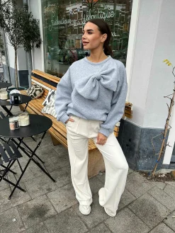 Best Sale Jasmin Bow Sweater Grey Truien