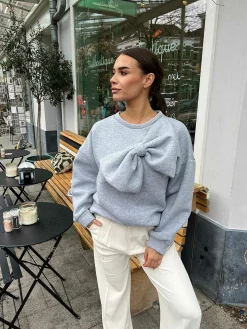 Best Sale Jasmin Bow Sweater Grey Truien