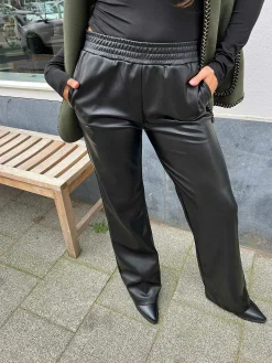 Best Jazzy Pu Pants Black Broeken