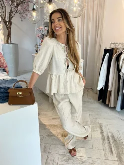 Best Sale Jolie Linen Bow Set Beige Sets