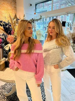Discount Julia Off Shoulder Sweater Pink Truien