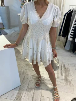 Outlet Julie Broderie Dress Off White Jurken