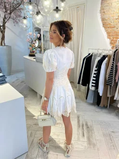 Outlet Julie Broderie Dress Off White Jurken